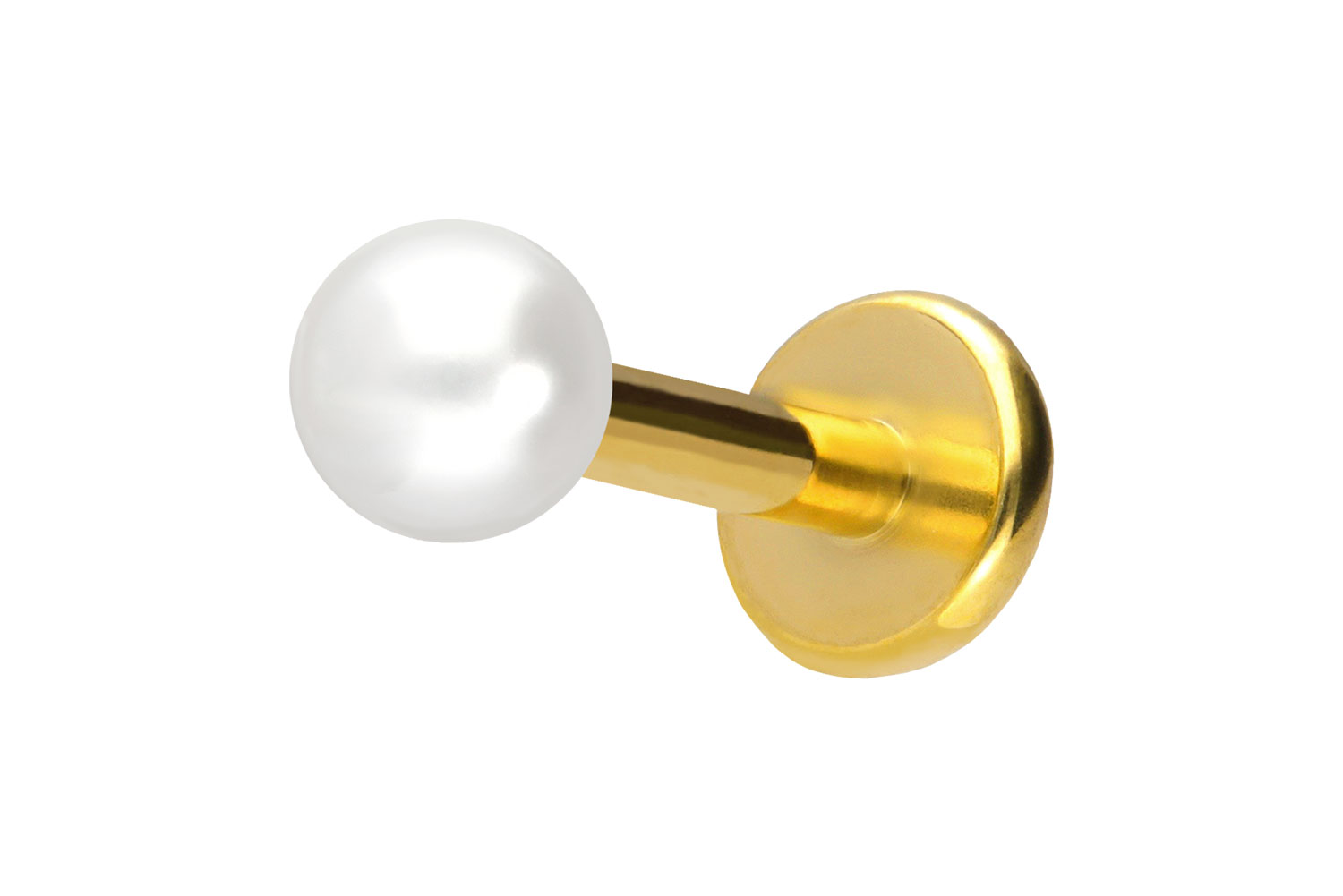 Titan Labret Piercing mit Push Fit SYNTHETISCHE PERLE